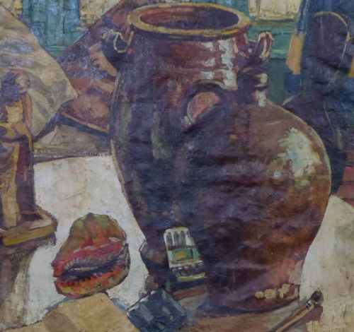 De Gentse schilder Jules Verwest met een stilleven