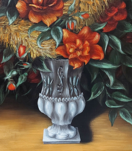 Bloemenweelde in een Romeins vaasje