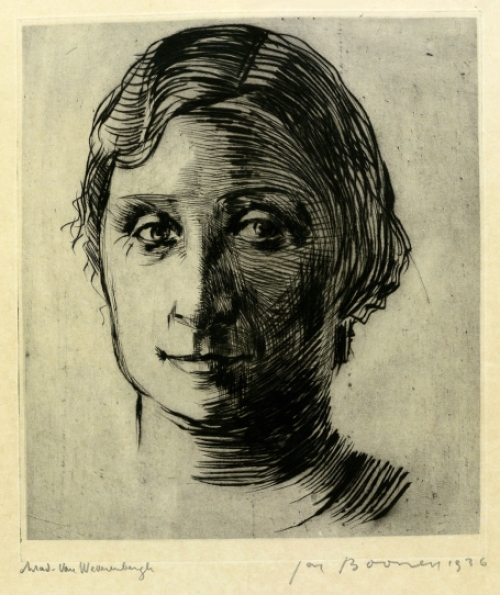 Belgische etser Jacques Boonen met een grote ets