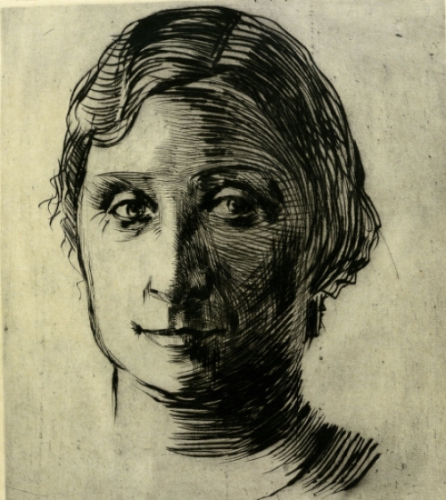 Belgische etser Jacques Boonen met een ets van een dame