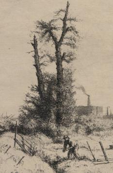 De Belgische etser Jaak Gorus met een grafisch kunstwerkje