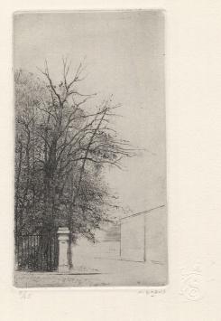 Gesigneerde ets van de Belgische etser Jacques Gorus