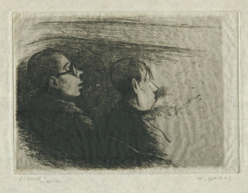 Cinéma, een ets van de Belgische etser Jacques Gorus