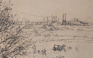 Ingekaderde droge naald ets van J. Gorus