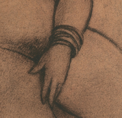 De Belgische etser Jaak Gorus met een naakttekening