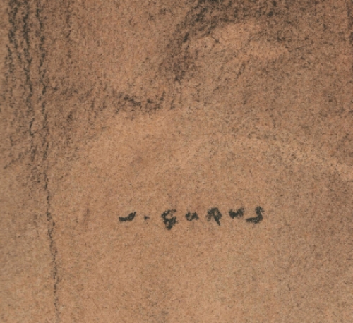 Houtkooltekening, naakte dame met armbandjes