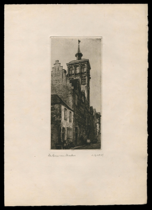 Originele gesigneerde ets van de Belgische etser Jaak Gorus