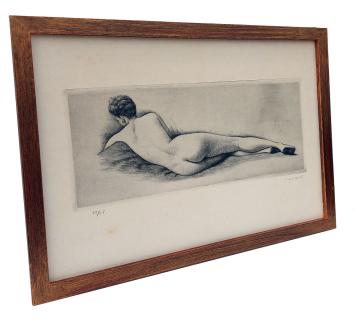 Ets van J. Gorus, naakt ets rug van een vrouw