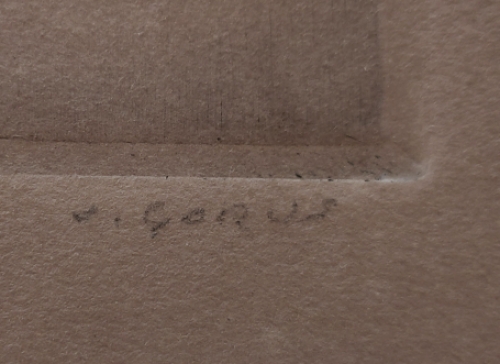 Jaak Gorus met een ets van een naakte dame