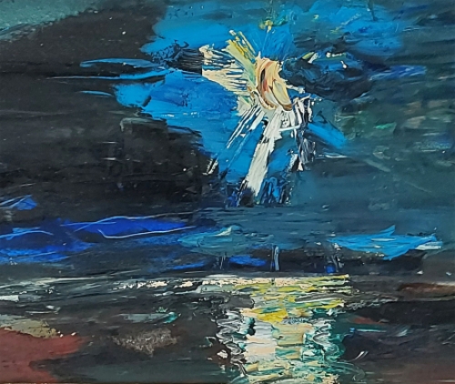 Jack Godderis met een expressionistisch kunstwerkje