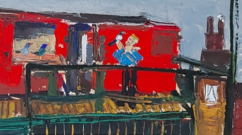 Jack Godderis met een expressionistisch kunstwerkje