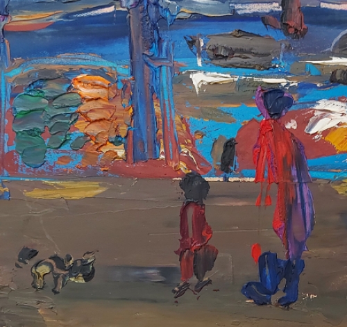 Jack Godderis met een expressionistisch kunstwerkje