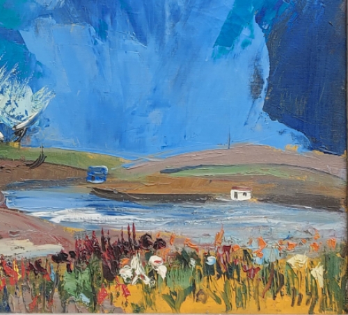 Jack Godderis met een expressionistisch kunstwerk