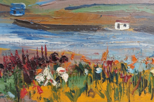 Expressionistisch landschap met rivier