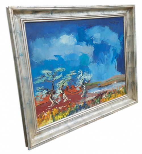 Expressionistisch landschap met rivier