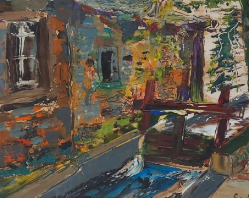 Jack Godderis met een expressionistisch kunstwerkje