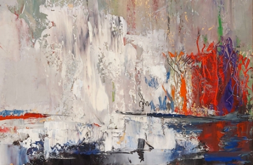Jack Godderis met een expressionistisch kunstwerkje