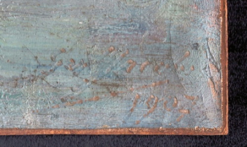 Gérard Jacobs met een schilderij met boten