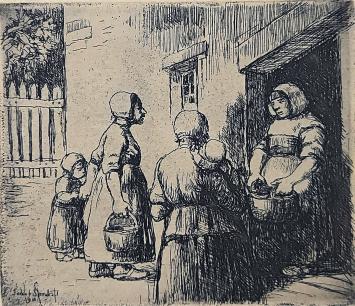 Gesigneerde ets van de Belgische kunstenaar Jacob Smits