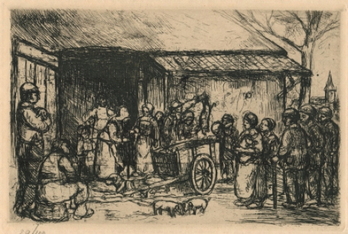 Genummerde ets van de Belgische kunstenaar Jacob Smits