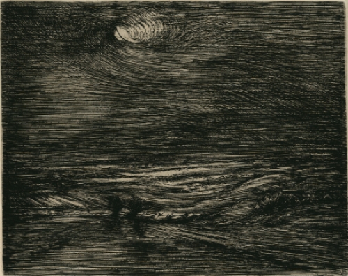 Belgische etser Jacques Boonen met een ets \