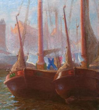 Jacques Doré met een zicht op twee schepen aan de kade