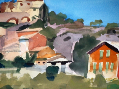 Waterverfschilderij van de Belgische schilder Jacques Maes kopen