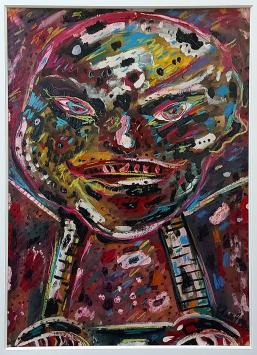Kortrijkse kunstenaar Jacques Pille met een kunstwerk uit 1989