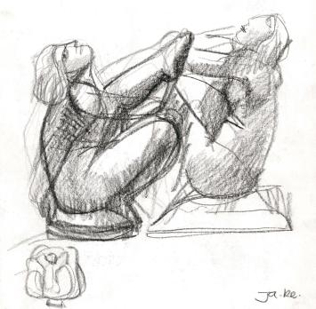 Gesigneerde schetsen van Belgische kunstenaar Jan Alfons (Ja ke) Keustermans