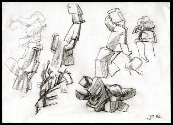 Houtskooltekeningen van de Belgische kunstenaar Jan Alfons Keustermans