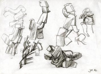 Jan Alfons Keustermans met een schetsblad