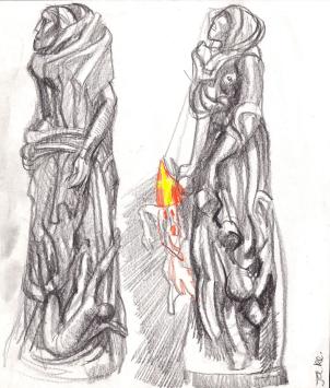 Jan Alfons Keustermans met een schetsblad