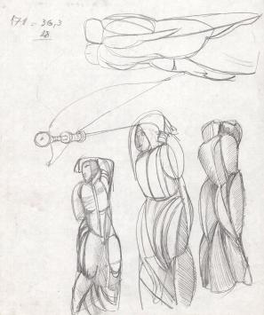 Jan Alfons Keustermans met een schetsblad