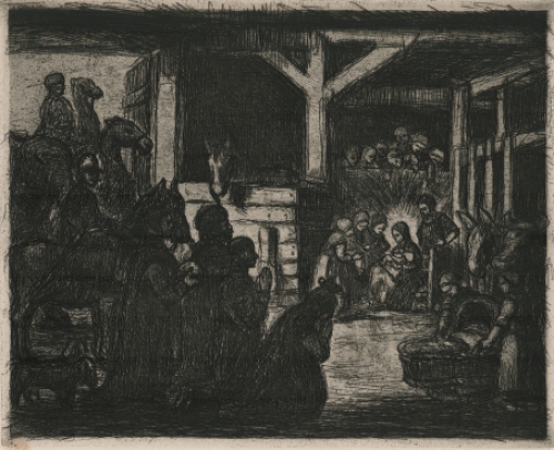 Droge naald ets van de Belgische kunstenaar Jacob Smits