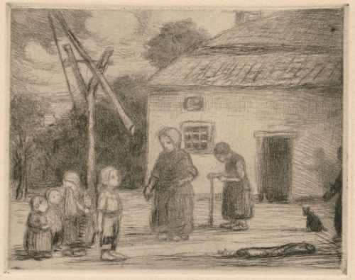 Droge naald ets van de Belgische kunstenaar Jacob Smits