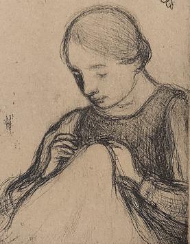 J. Smits met een ets van de naaister