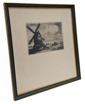 Jakob Smits met een ets op papier