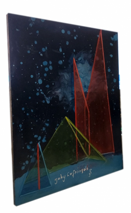 Geometrische figuren in een droomlandschap