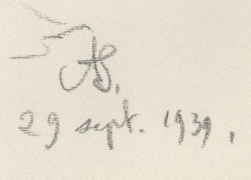 Kunstwerkje op papier uit 1939 van A. Jamar