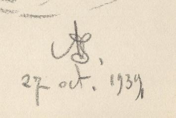 Kunstwerkje op papier uit 1938 van A. Jamar