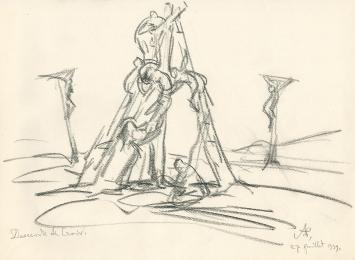 Houtskooltekening van de kunstenaar Armand Jamar