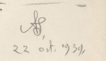 Kunstwerkje op papier uit 1939 van A. Jamar