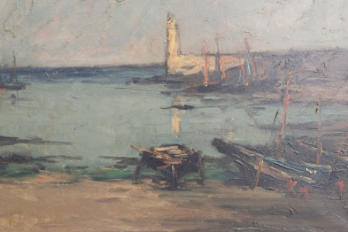 Schilderij van een haventje in Bretagne