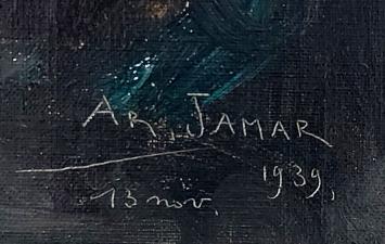 Le Purgatoire, Chtr XIX L’Ange … – Oil on canvas on board (marouflé) – Armand Jamar – 1939