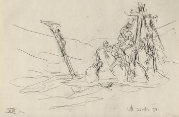 Inkttekening van de kunstenaar Armand Jamar