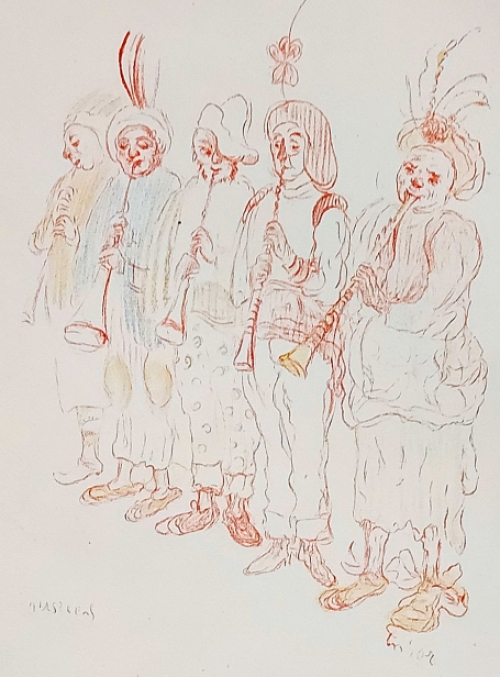 Litho uit 1929 van James Ensor uit \