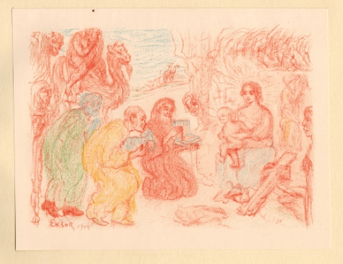 Litho van James Ensor uit 1921, II. L\'Adoration des Mages