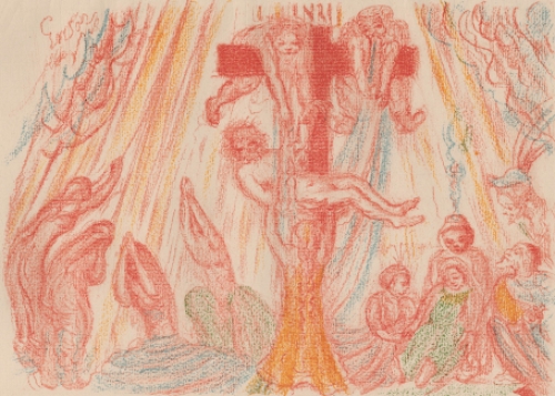 Gekleurde ets van James Ensor uit Scènes de la vie du Christ
