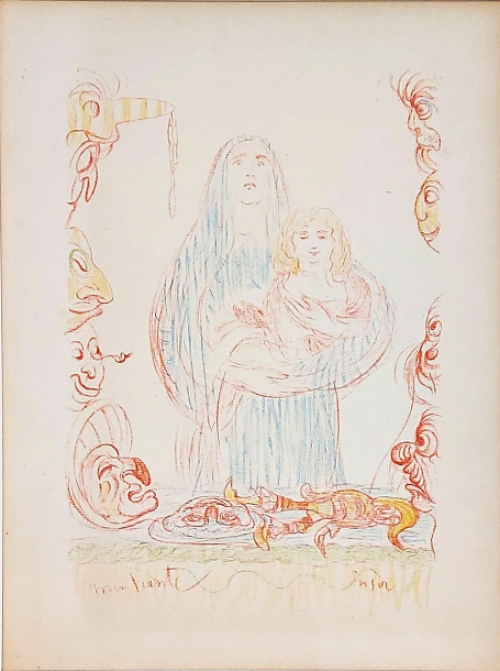 Litho uit 1929 van James Ensor uit \