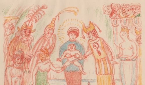 Gekleurde ets van James Ensor uit Scènes de la vie du Christ